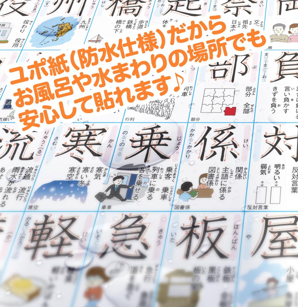 Таблица Dokodemo Gakushukan Kanji для учеников 3-го класса начальной школы Плакат для ванной для учеников 3-го класса А3 Бумага Yupo в наборе А4 из 6 листов