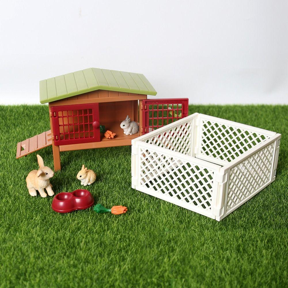 Chicken Rabbit Farm Henhouse Model Puppy Figurine Ranch Model Toy Children's Toy