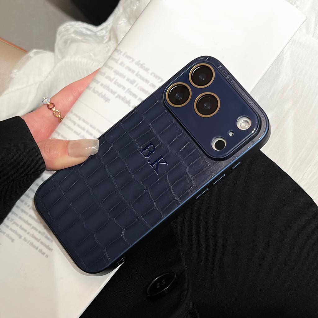 Персонализированный чехол для телефона с индивидуальным именем Для iPhone 17 16 15 14 13 Pro Max 17 Air Чехол с узором крокодила из искусственной кожи 3D горячая гравировка