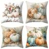 Home Decor Pumpkins & Flowers Fall Themed Pillow Covers Pattern Cushion Cover Suitable For Sofa Bedroom Car Pillow Cover