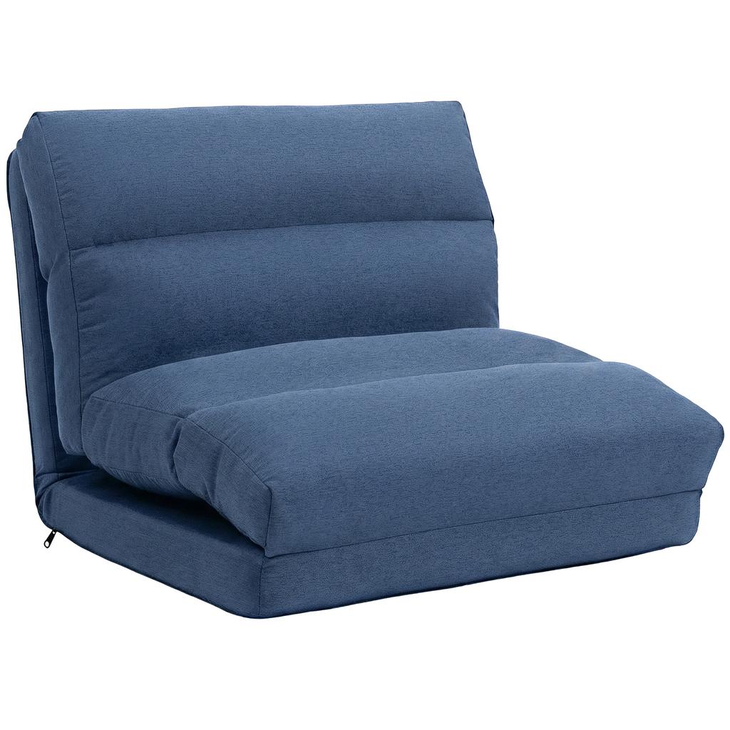 Bean Bag with Bed Function, Reclining Backrest, Foldable, up to 120kg, 70 x 72 x 56 cm, Dark Blue