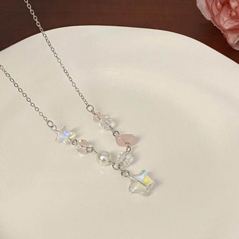 Новая мода, темперамент, прозрачные звезды, жемчуг, бисер, простое ожерелье-джокер, женское ожерелье