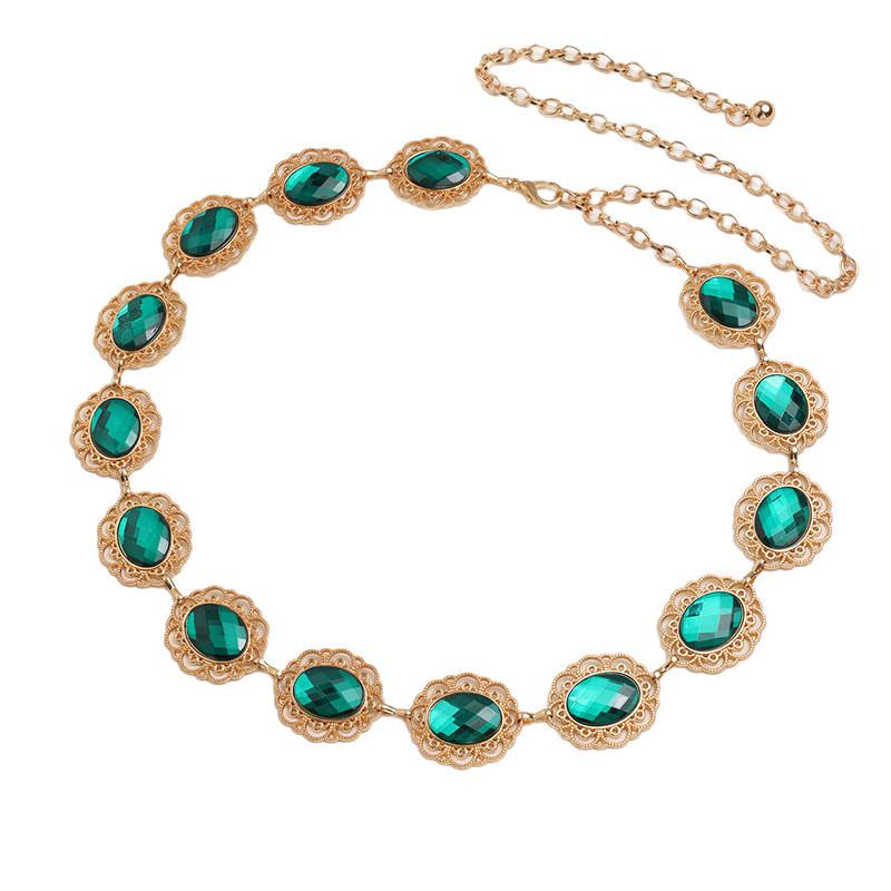 Hollow Metal Stylish Waist Chain With Rhinestone Accents For Women Fashion