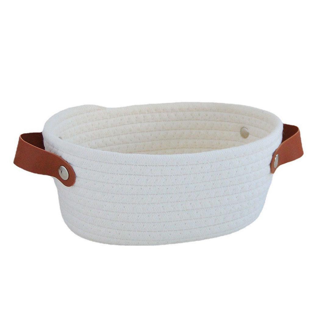 Корзина для хранения в скандинавском стиле с ручками, плетеная вручную из хлопковой веревки, контейнер для игрушек, всякой всячины, ключей, рабочего стола для гардероба