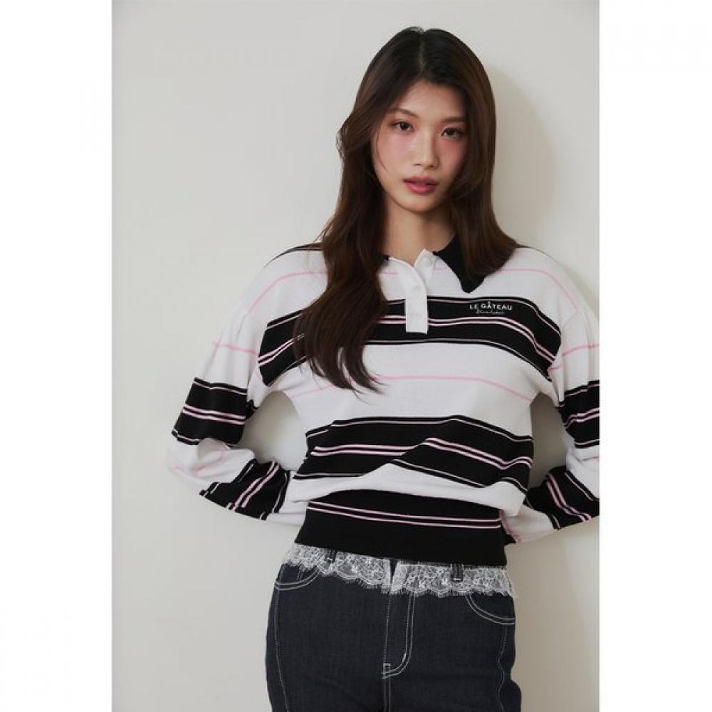 Egoist Stripe Collar Knit Top Es2okl02