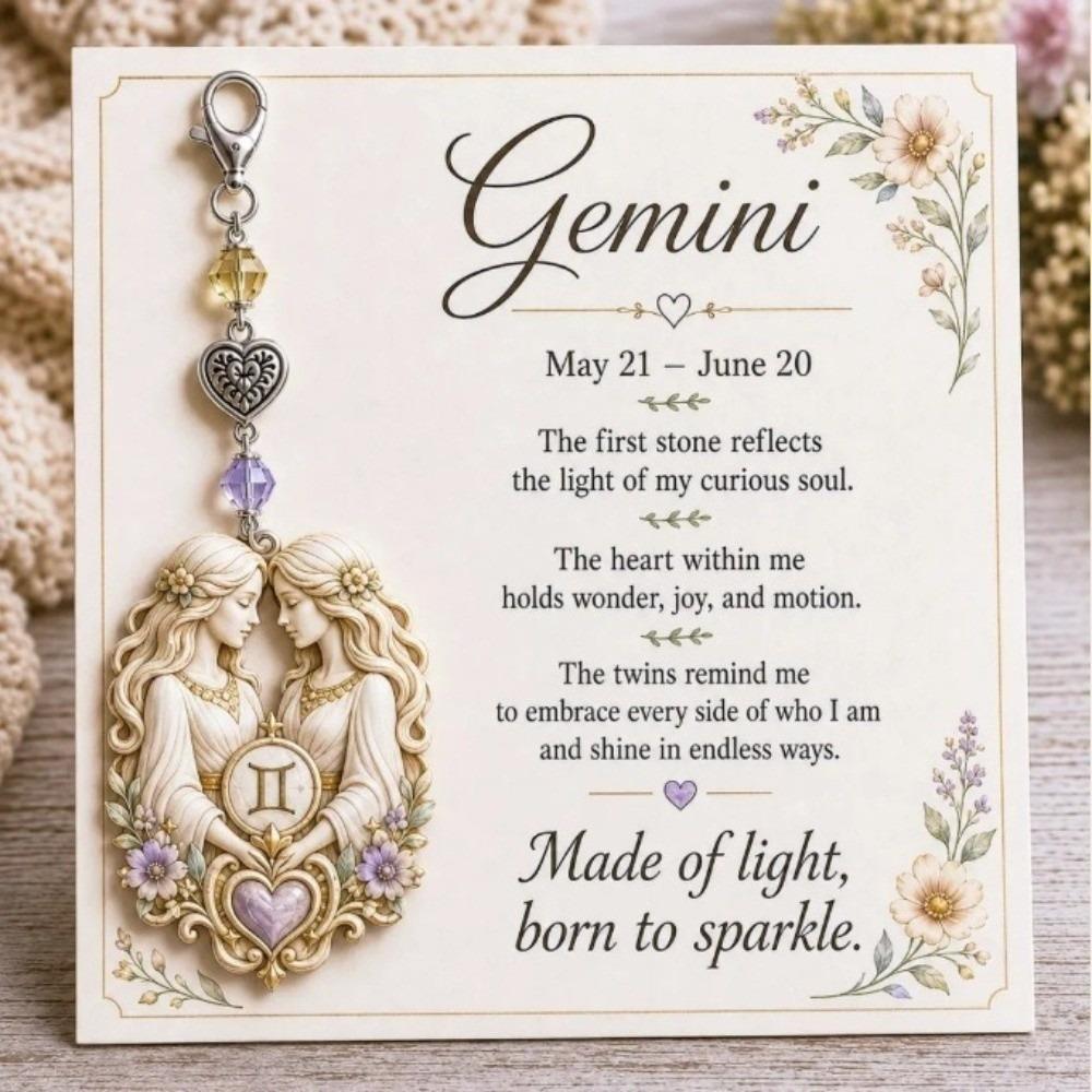 Light Luxury Birthstone Charm Hanging Decor Horoscope Keychain Creativity 12 Zodiac Keychain Gifts