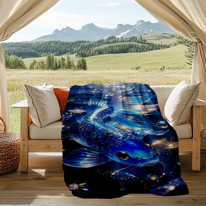 Underwater Fish blanket Personalized Name Flannel Blanket Soft Cozy Plush Throw for Sofa Bed Lightweight Home Décor