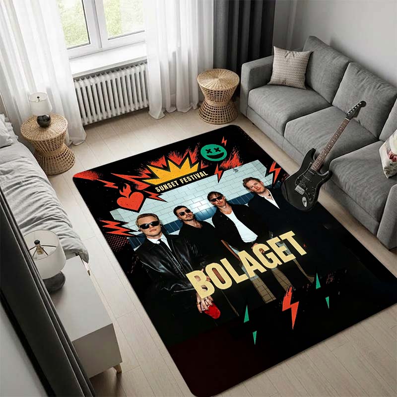 Rock Band Live Concert Stage Print Area Rug Non‑Slip Floor Mat Carpet for Living Room Bedroom Home Interior Decor Music Themed Floor Decoration