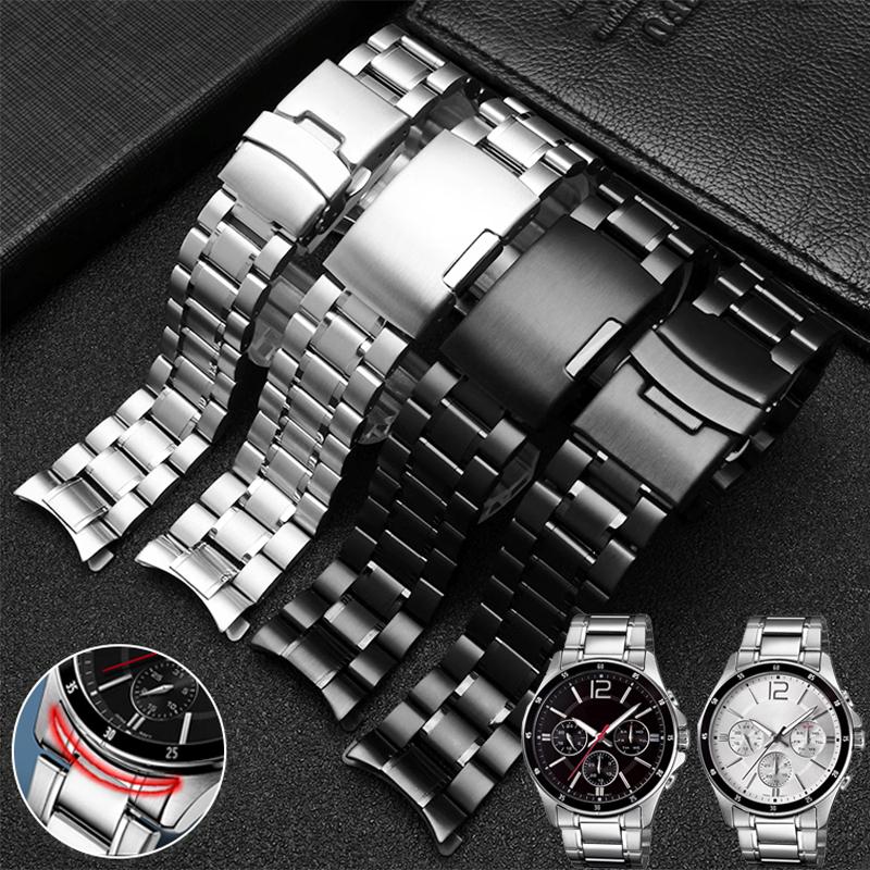 Для Seiko Timex Casio Longines Изогнутый Конец Нержавеющая Сталь Ремешок Мужской 20мм 22мм Высококачественный Металл Браслет Часов Цепочка Часов