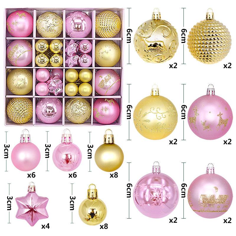 New Christmas Ball Decoration Gift Box Set Painted Electroplated 44pcs Round Ball Special-shaped Christmas Ball Pendant
