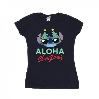 Женская/дамская футболка Lilo And Stitch Christmas Tree Shades из хлопка