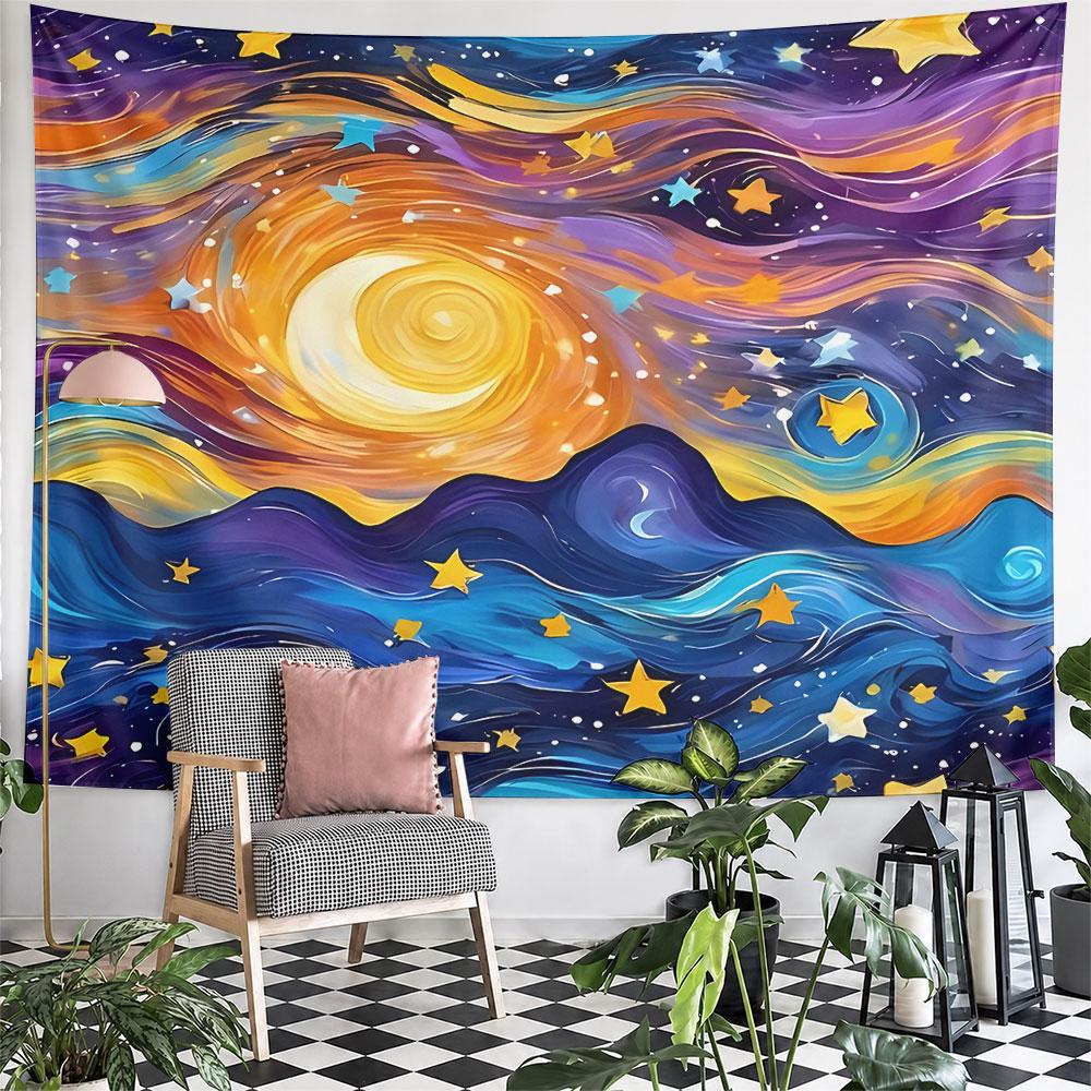 Van Gogh Starry Night Art Tapestry Wall Hanging Vintage Classic Painting Home Decor for Living Room Bedroom Gift