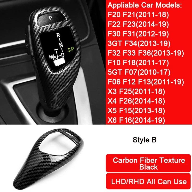 Carbon Fiber Texture ABS Car Gear Shift Knob Handbrake Protector Trim Cover Accessories For BMW F30 F10 F20 F34 F07 X3 X4 X5 X6