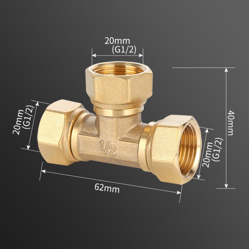 New 1/2 BSP Pneumatic Plumbing Connector Tee Type Male/Female Thread Copper Fittings Water Oil Gas Adapter