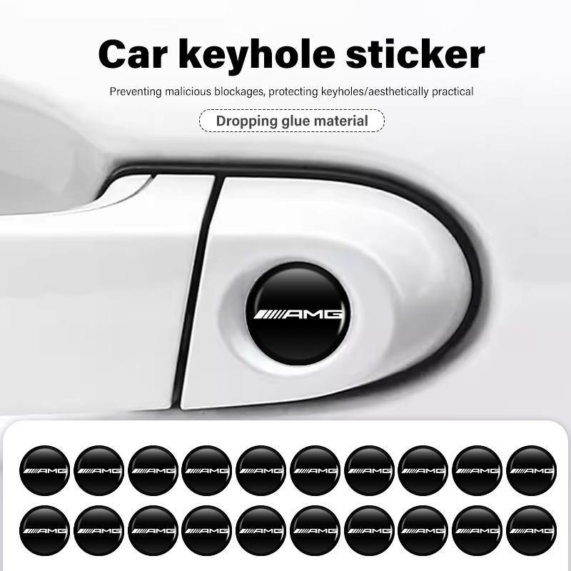 8pcs Car Door Keyhole Sticker Lock Protector Anti-blocking Decal For Mercedes Benz AMG A B C E S G Class W201 W210 W108 W205 AA4
