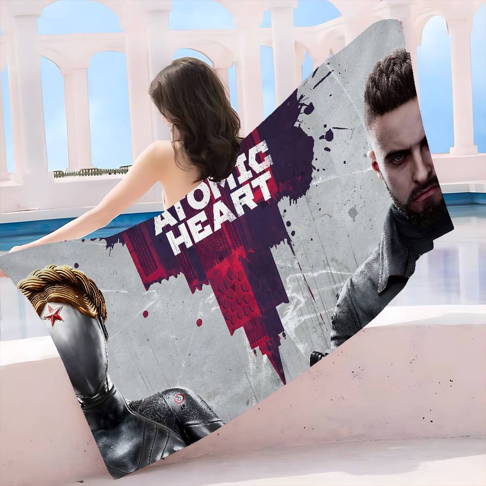 Atomic Heart Винтажные Большие Микрофибровые Пляжные Полотенца Быстросохнущее Полотенце Песок Пляжные Полотенца Полотенце для Бассейна для Путешествий Пляж Бассейн Йога