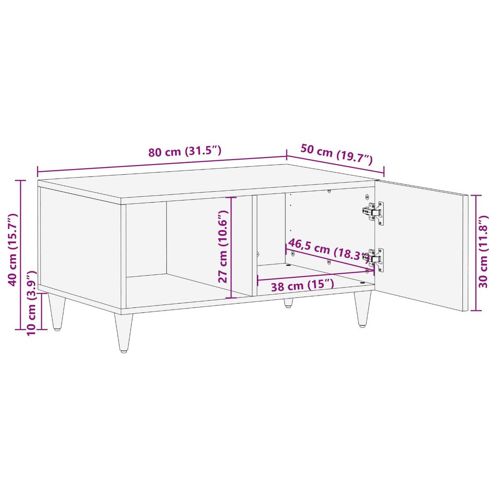 Multicolored Coffee Table 80 x 50 x 40 cm Solid Mango Wood