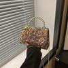 Fashionable High-end Sequin Handheld Small Square Bag for Women's New Chain Shoulder Bag Fashionable Simple Small Square Bag