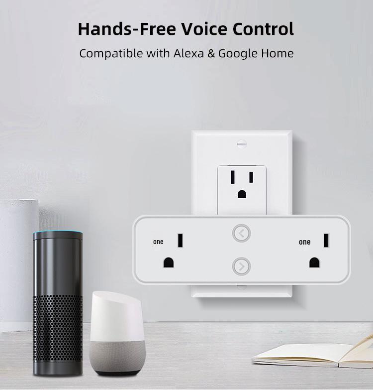 Умная двойная WiFi розетка США с полкой и голосовым управлением Alexa
