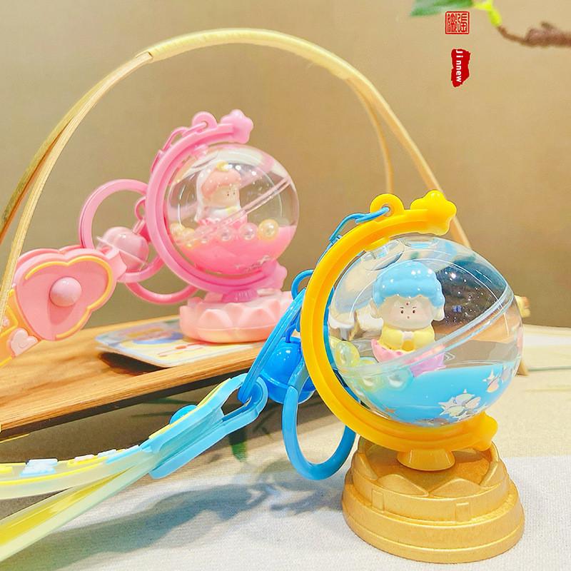 Playful Cartoon Buddha Earth Globe Hanging Ornament For Creative Keychain Designs