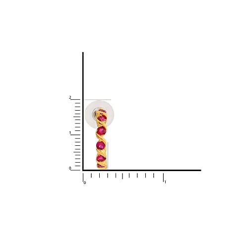 Серьги-кольца Estele из латуни с позолотой и рубинами для девочек и женщин