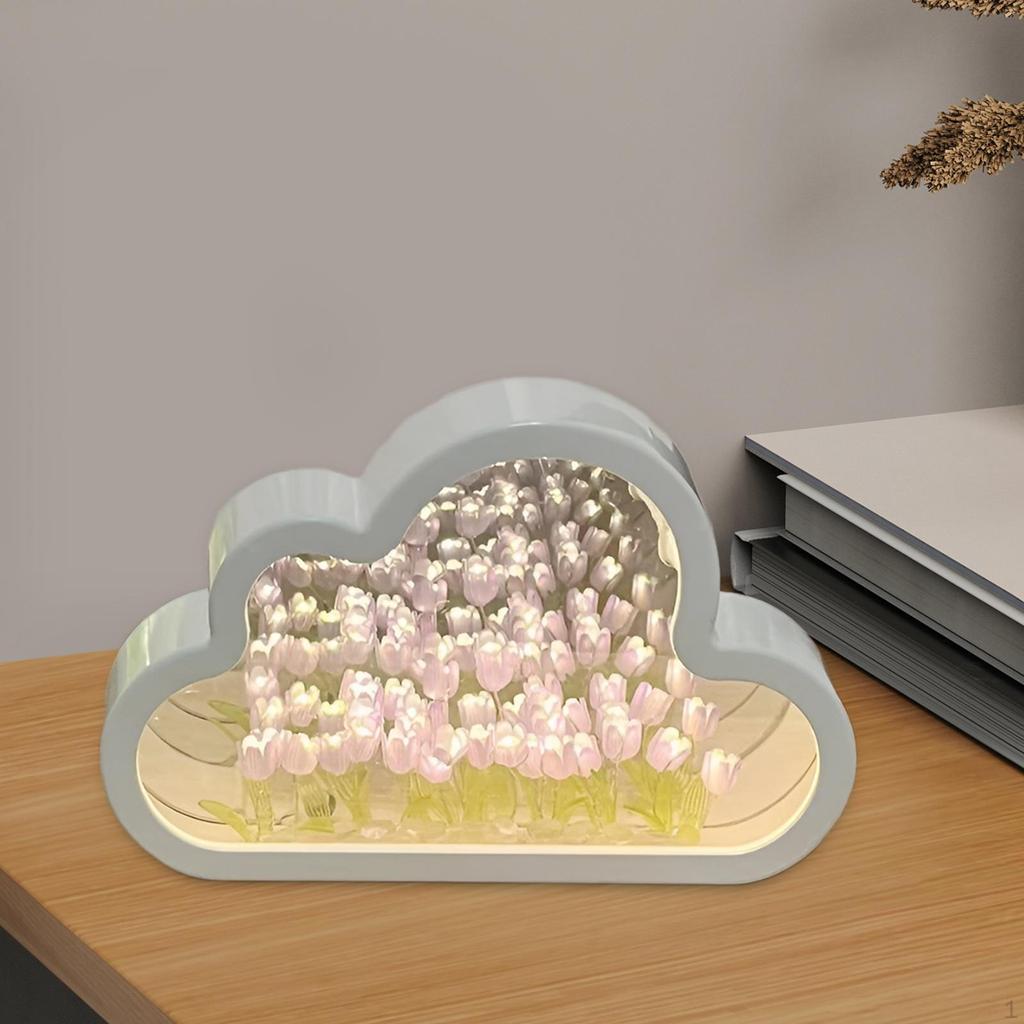 9 Flower Lamp DIY Mirror Night Light Gift Housewarming Tabletop Decoration for Home Office