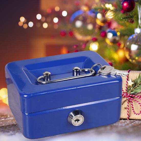 Мини-денежный ящик с замком безопасности и двумя ключами Компактный противоударный портативный многокамерный депозитный сейф для мелких наличных денег Металлическая шкатулка для драгоценностей