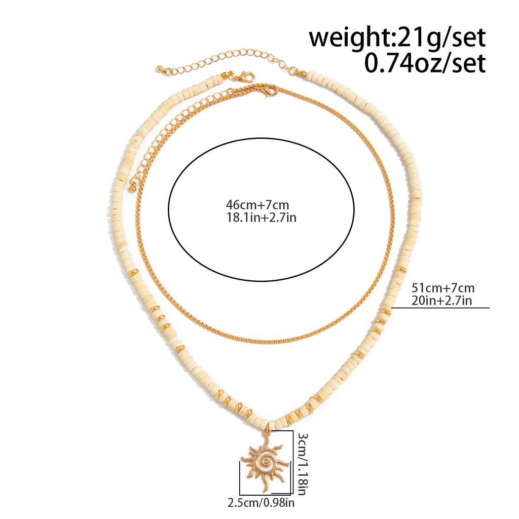 SHIXIN 2Pcs/Set Coconut Husk Wood Beads Chain Choker Necklace for Men Bohemian Sun Conch Starfish Pendant Necklace Male Jewelry