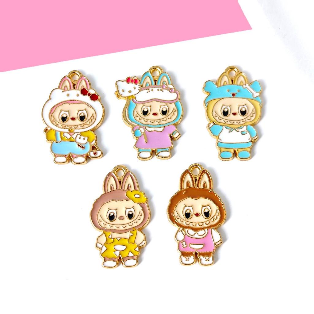 Мультяшный кулон Лабубу из сплава: Сделай сам брелок, ожерелье, подвеска для мобильного телефона