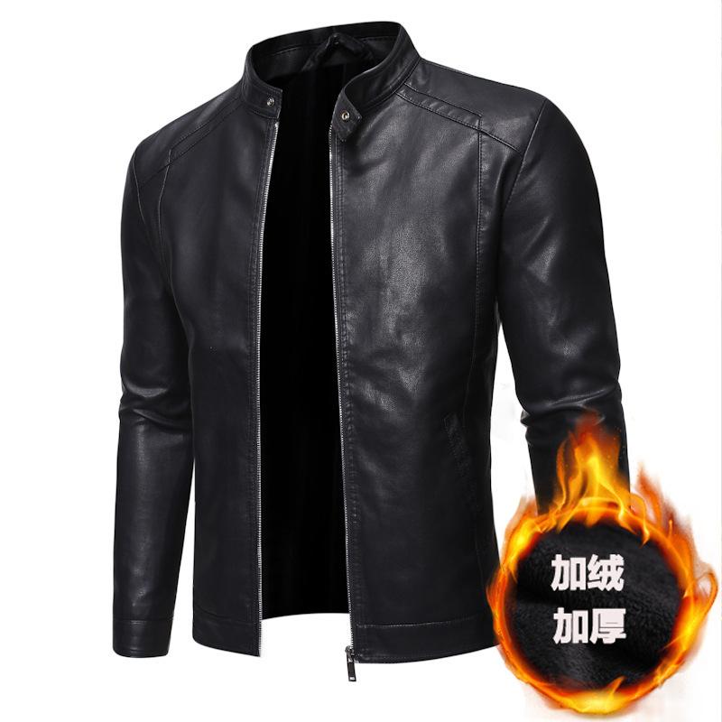 Leather jacket Men's young slim casual men's leather jacket Motorcycle jacket