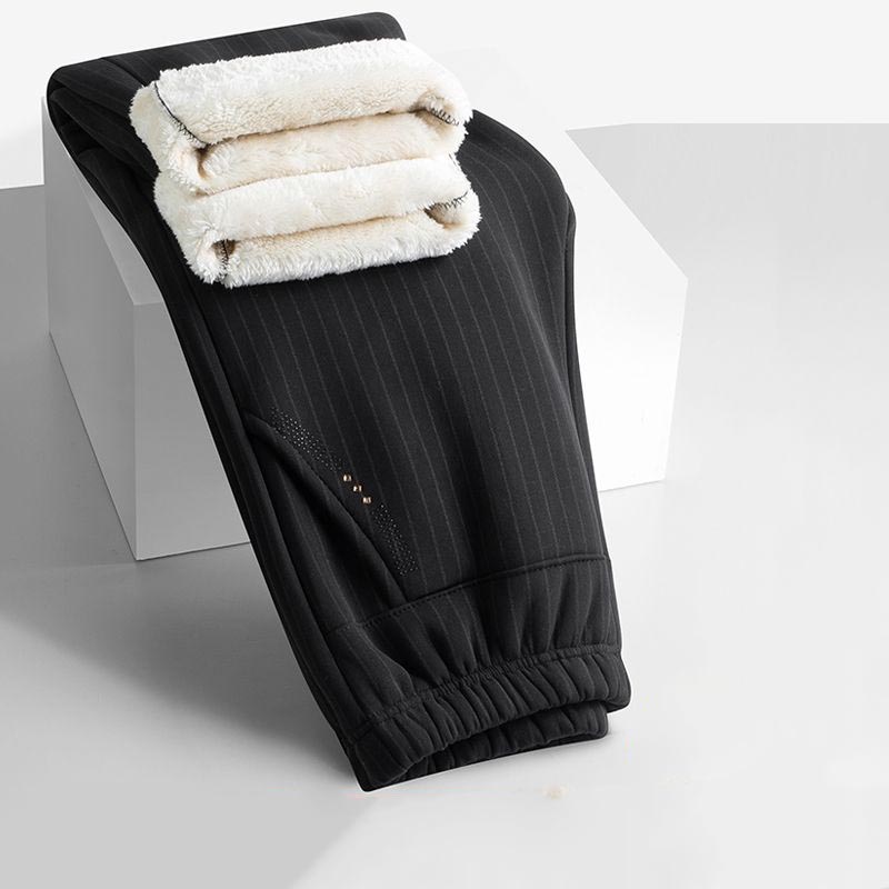 Зимние утепленные черные брюки, свободные, утолщенные, свободные, теплые, из овечьей шерсти, хлопковые брюки для мам, брюки для женщин среднего и пожилого возраста, размер плюс 7XL