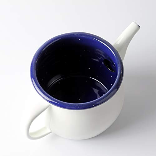 Pearl Metal Teapot, White, 580ml, with Enamel Tea Strainer, Just the Right Size, HB-4414