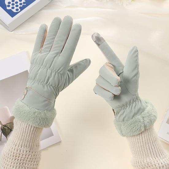 1 пара женских велосипедных перчаток Водонепроницаемые Ветрозащитные Перчатки с сенсорным экраном и флисовой подкладкой Зимние для улицы в холодную погоду