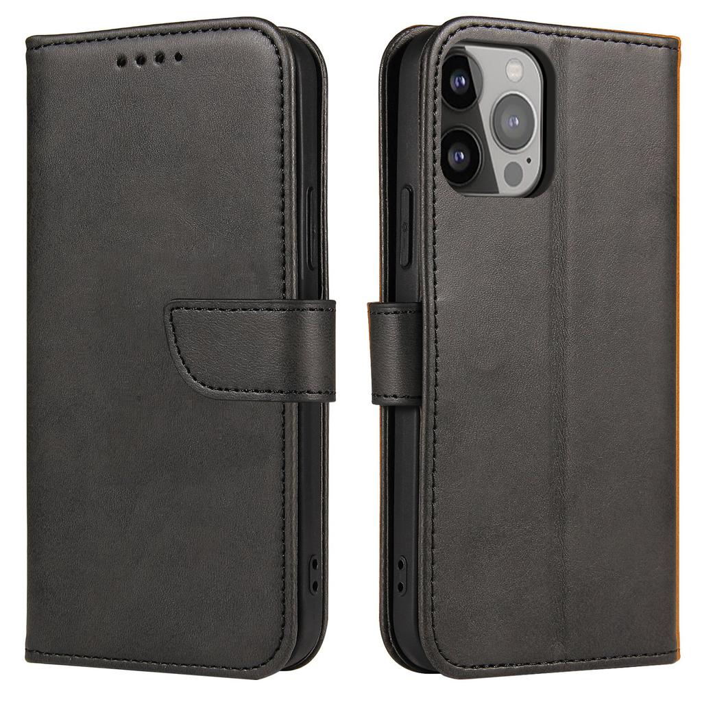 Premium Magnet Flip Wallet Case for iPhone 15 Pro Max - Black