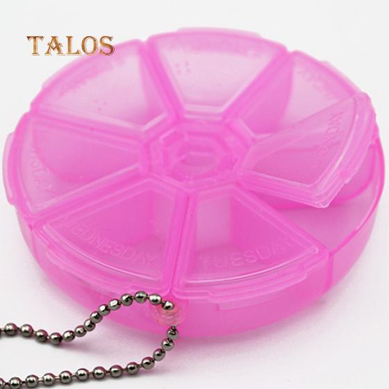 Round Shape 7 Grids Medicine Pill Plastic Storage Box Dispenser Holder Organizer Health Care