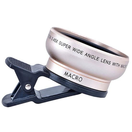 HD-объектив для телефона с большой диафрагмой, широкоугольный объектив 52Uv, 0,45X и макрообъектив 12,5X, клипса 2 в 1, камера для мобильного телефона