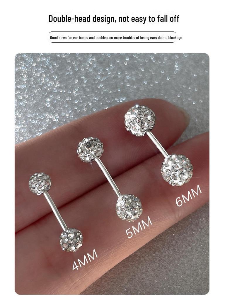 Korean Women's Earrings: Zircon Bone Studs, Diamond Stacking Piercings, High-End Cochlear Style