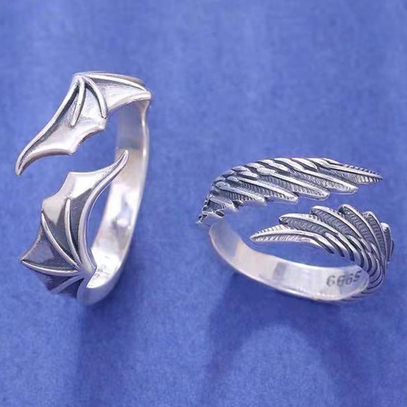 Крыло ангела и демона, пары, кольца для женщин, кольца в стиле хип-хоп, открытое кольцо, ювелирные изделия для большого пальца