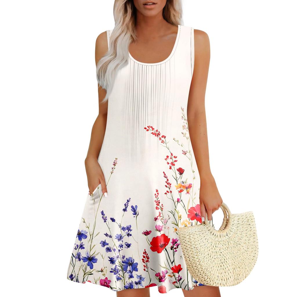 Женский повседневный сарафан с карманами, летнее пляжное платье в стиле бохо, праздничное платье для женщин, платья-майки