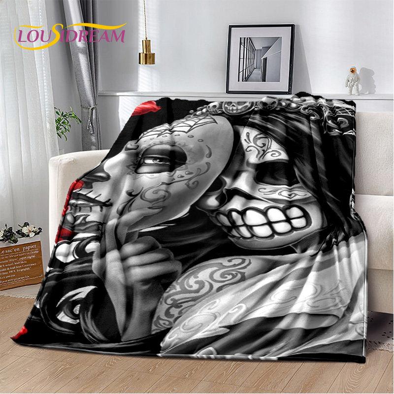 3D Gothic Horror Female Skull Dead Girl Soft Plush Blanket,Flannel Blanket Throw Blanket for Living Room Bedroom Bed Sofa Picnic