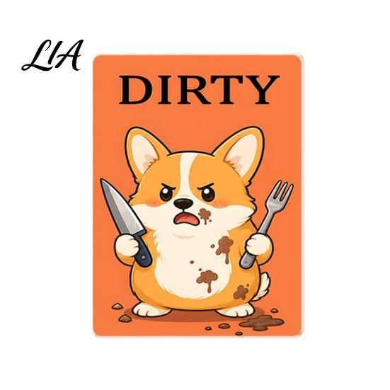 Acrylic Dishwasher Sign Clean Dirty Magnet, Cartoon Animal Sign, Decorative Kitchen Supplies Double-Sided & Magnet for Decoration Easy Flip Indicator