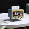 New TV Tissue Box Desktop Paper Holder Dispenser Storage Napkin Case Organizer with Mobile Phone Holder