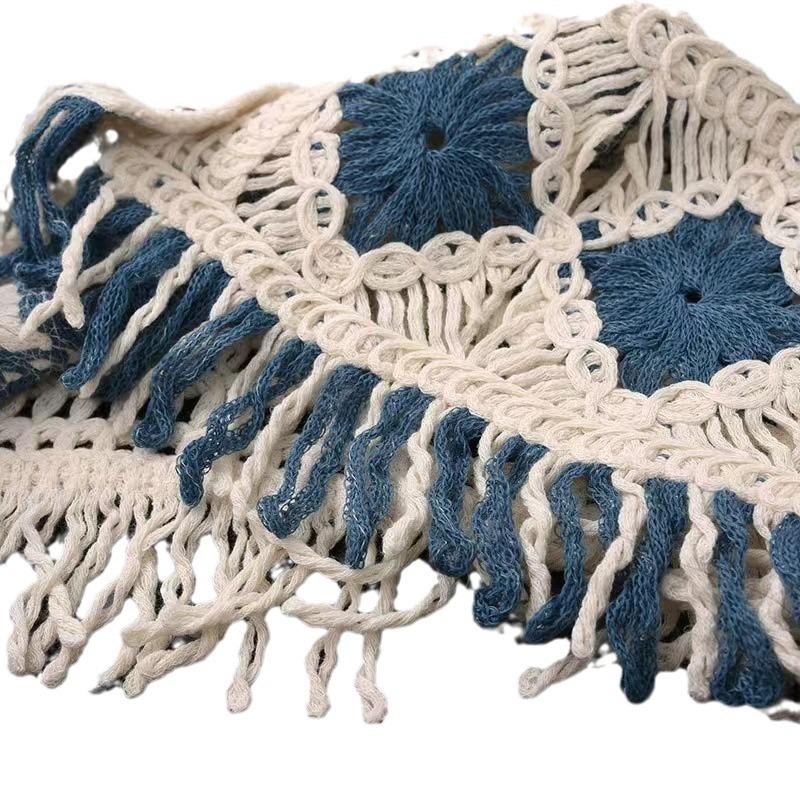 Retro Hook Flower Hollow Out Knitted Vest Cardigan for Women In Autumn Loose and Versatile V-neck Short Top Trendy