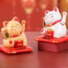 Solar Powered Miniatures Maneki Lucky Cat Welcoming Chinese Lucky Cat Waving Hand Beckoning Fortune Cat Figurines for Home Decor