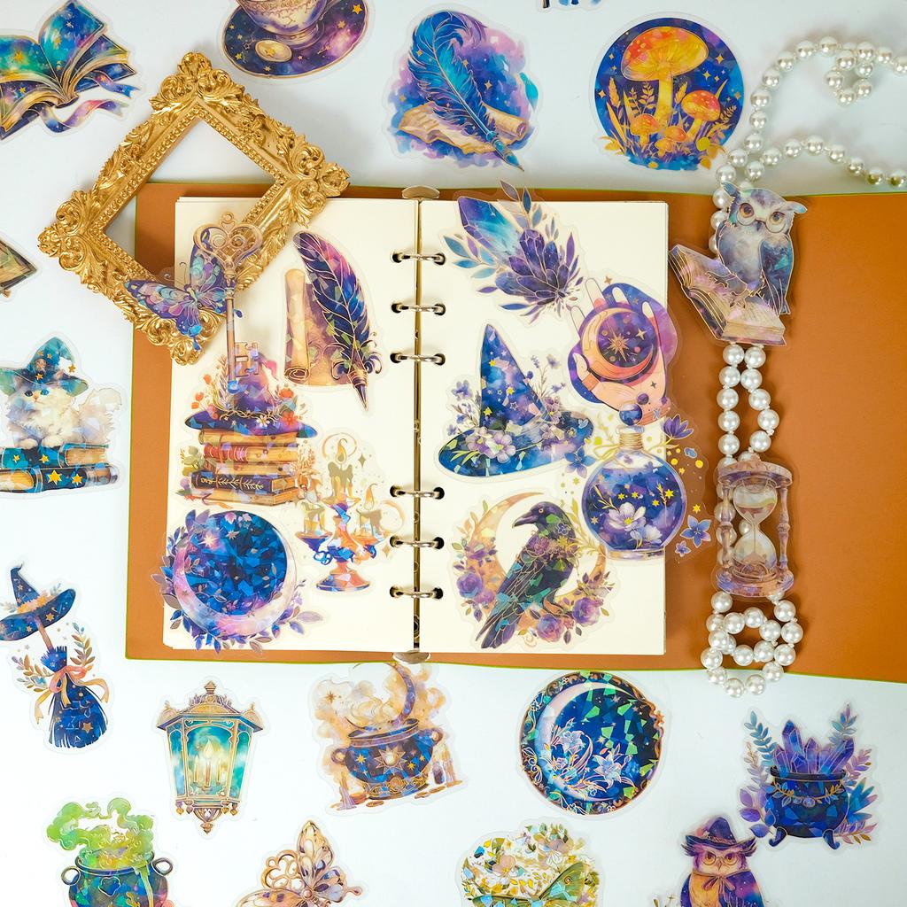 30 Magic Potion Series Pet Waterproof Stickers Magic Cat Laser Bronzing Diy Decorative Handbook Material Stickers