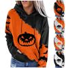 Women's Casual Fashion Halloween Print Long Sleeve Pullover Hooded Top