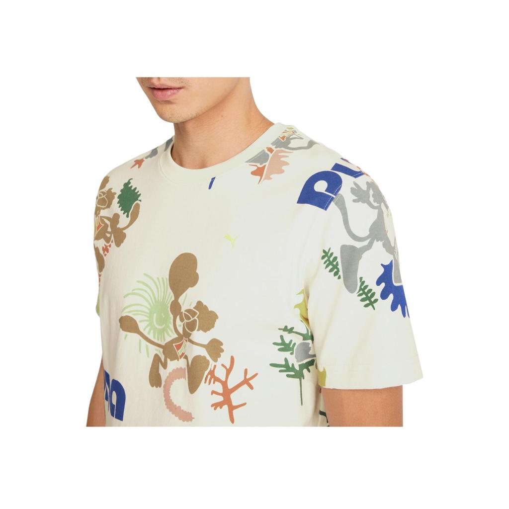 Puma Adventure Planet Aop Tee With Cartoon Print Logo Men Tops White 533487-65