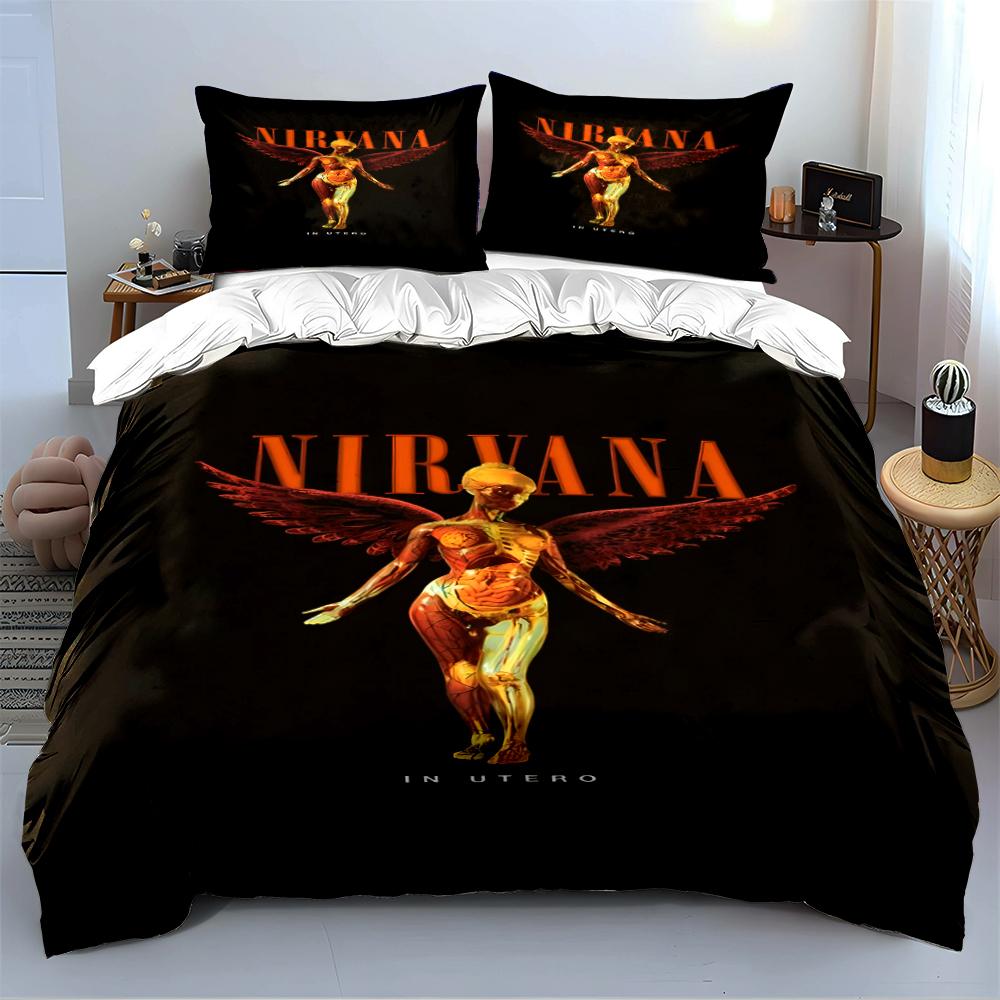Nirvana In Utero Angel Black Bedding Set Bedding set (1 duvet cover, 2 pillowcases, duvet not included)