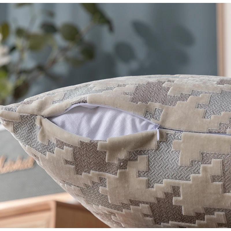 Medicci Home Houndstooth Throw Pillow Covers Cut Velvet Boho Decorative Cushion Case For Sofa Couch Bed Living Room 45x45cm