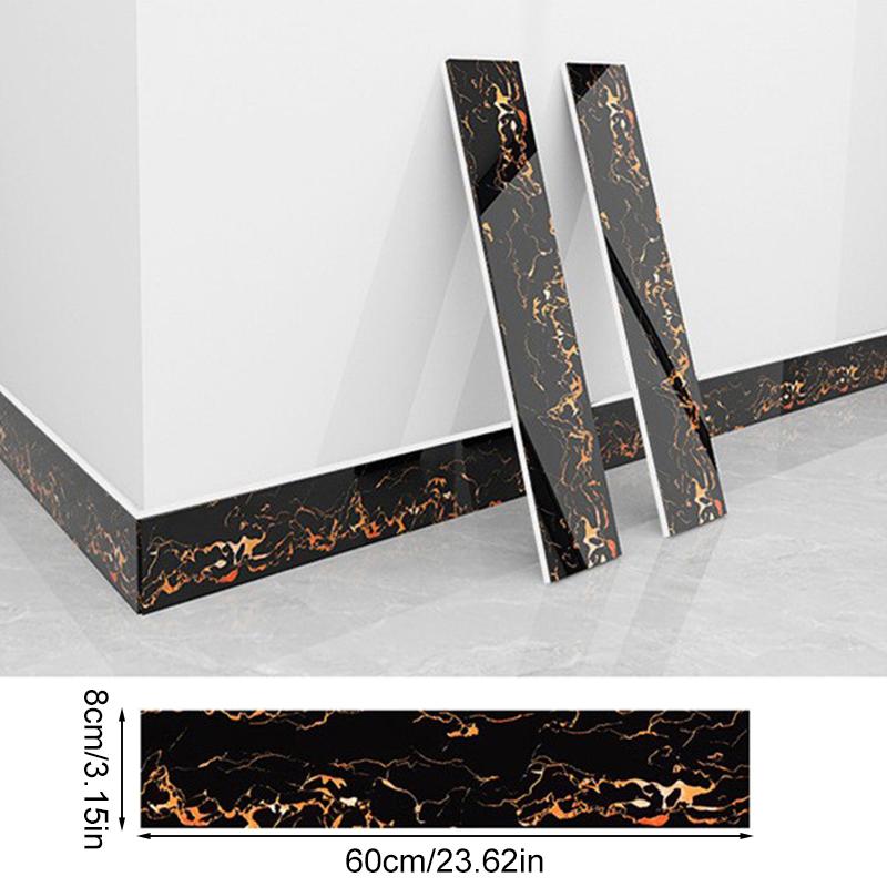 1 шт. ПВХ Водонепроницаемые обои Самоклеящиеся стеновые панели Сделай сам Домашний декор Плинтус Имитация мраморной линии Наклейка Сильный клей
